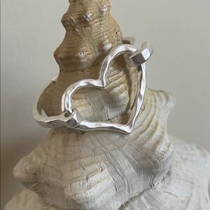 Chic Matte Silver Tone Heart Bracelet